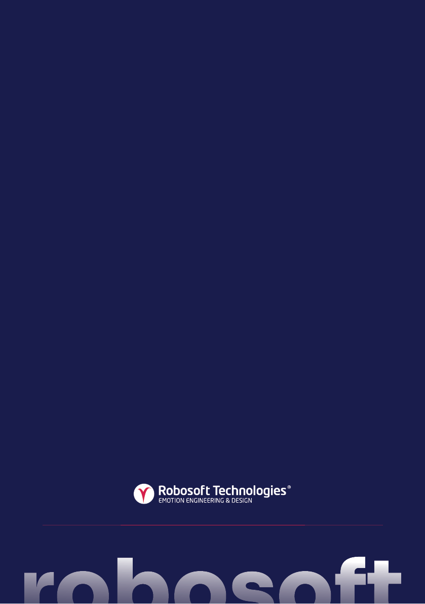 The image shows a dark blue background with the text “Robosoft Technologies" and a small logo above it near the bottom center. Description generated by AI